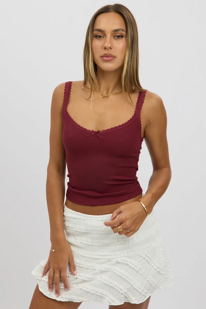 Red Sleeveless Tank Top Rib sold by Ally Fashion product image thumbnail 3