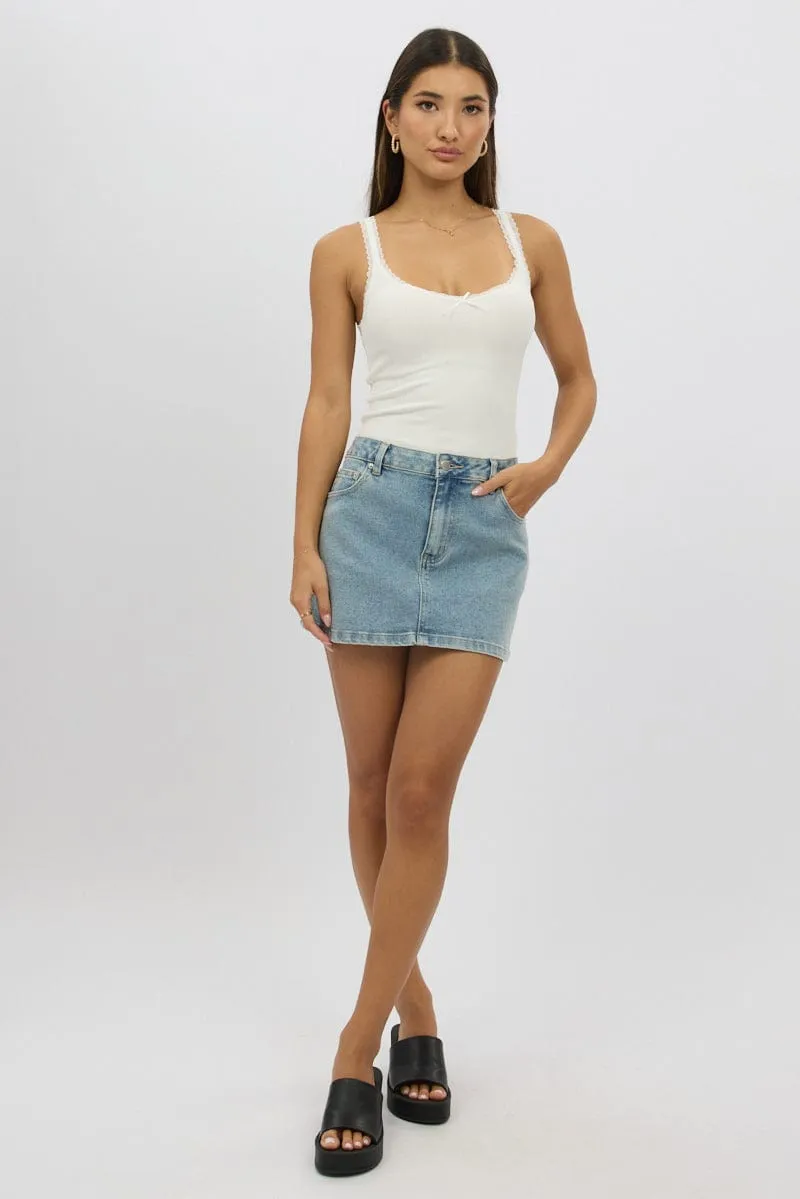 White Sleeveless Tank Top Rib sold by Ally Fashion product image thumbnail 2