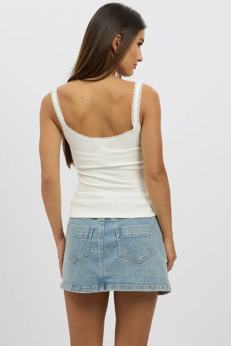 White Sleeveless Tank Top Rib sold by Ally Fashion product image thumbnail 5