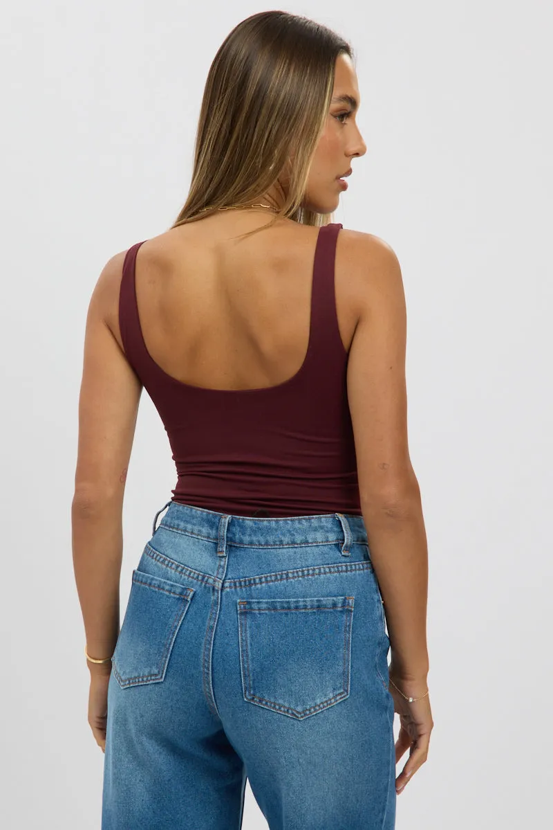 Red Bodysuit Sleeveless Double Layered Supersoft sold by Ally Fashion product image thumbnail 5