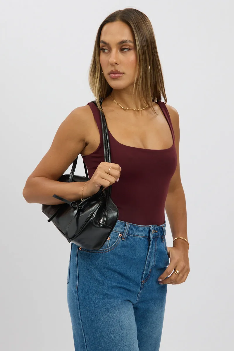 Red Bodysuit Sleeveless Double Layered Supersoft sold by Ally Fashion