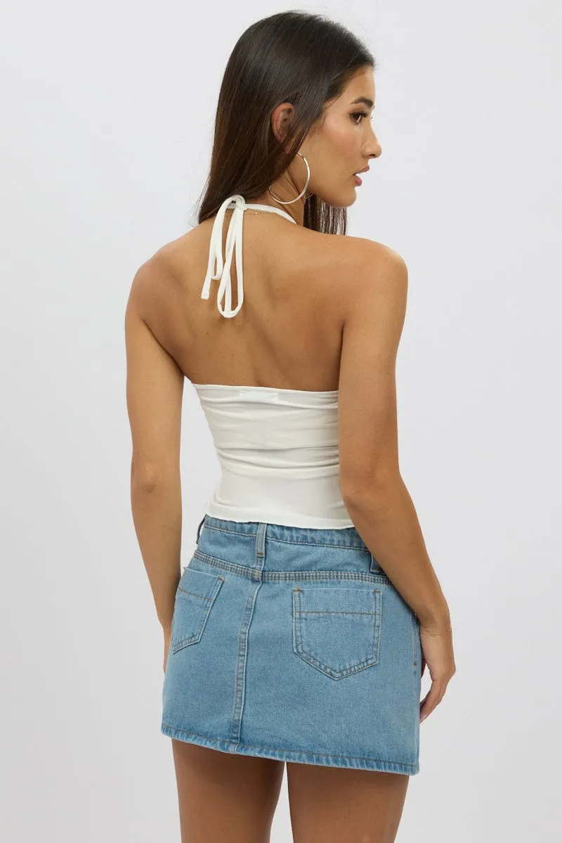 White Halter Top Sleeveless sold by Ally Fashion product image thumbnail 5