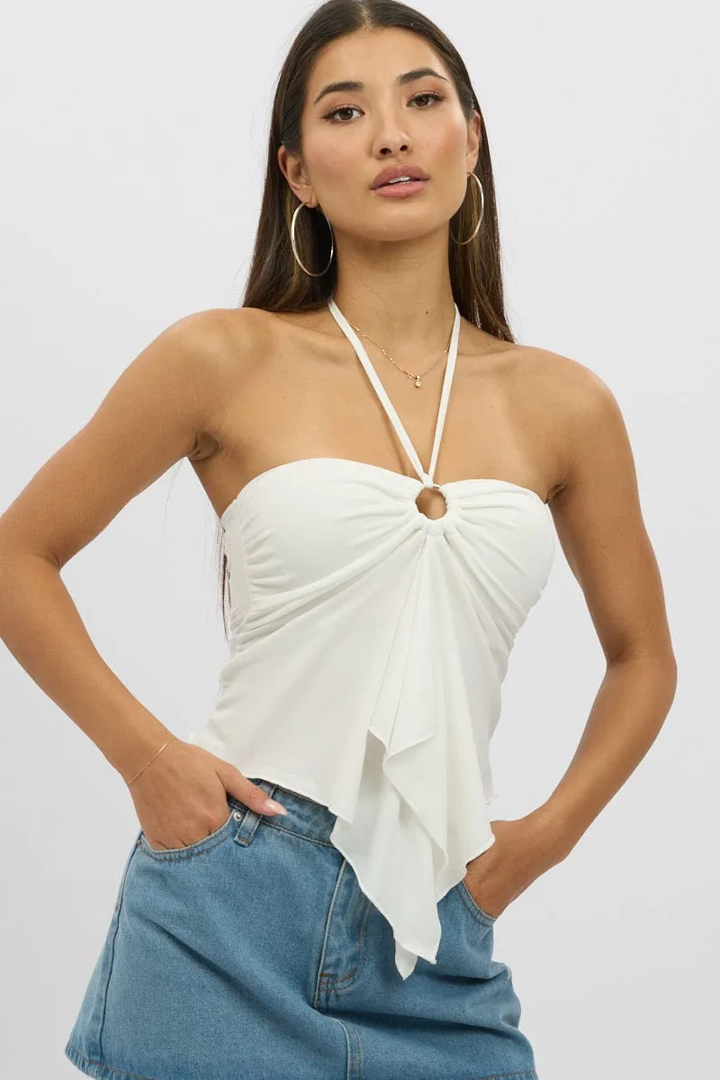 White Halter Top Sleeveless sold by Ally Fashion