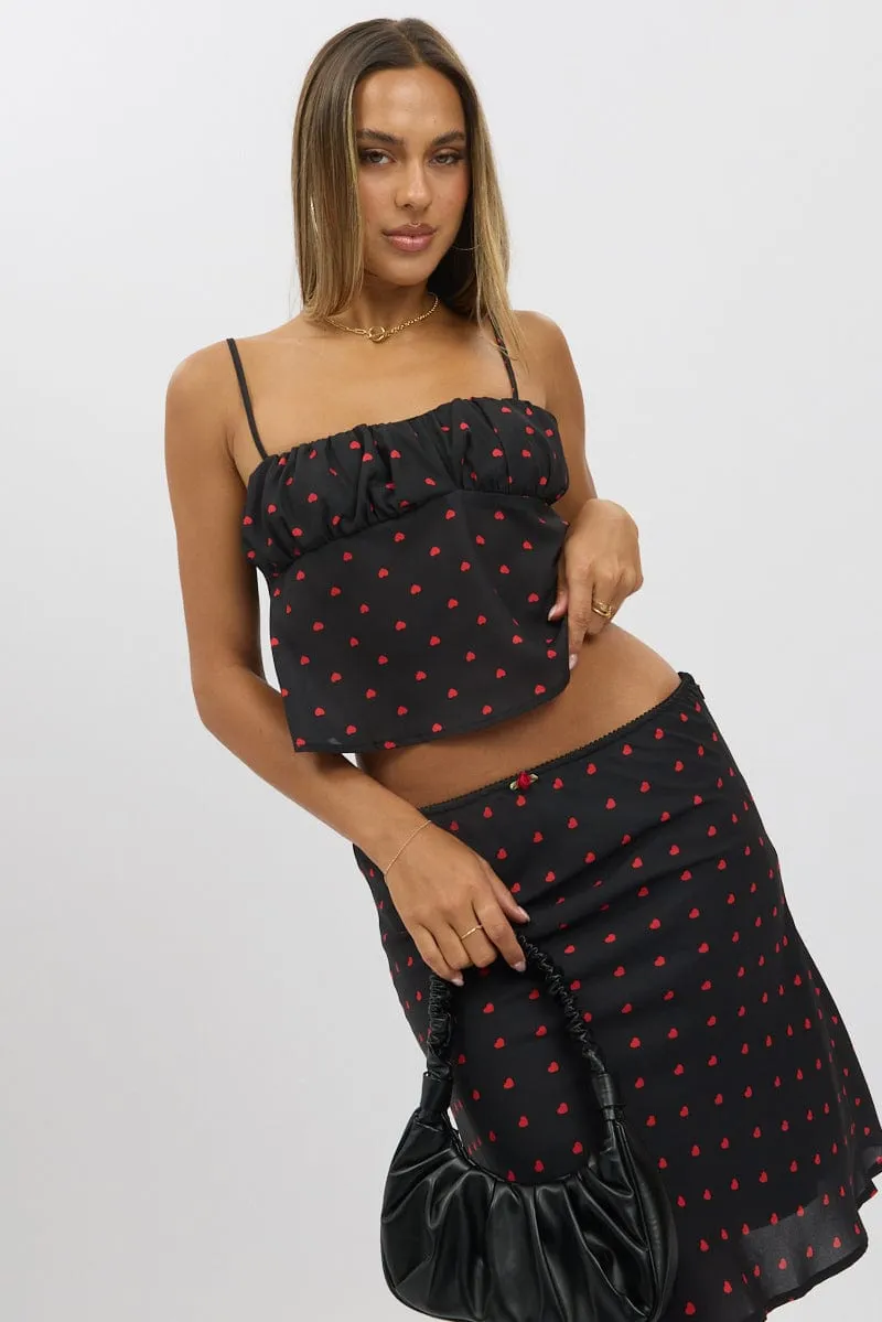 Black Polka Dot Cami Sleeveless Chiffon Lined sold by Ally Fashion