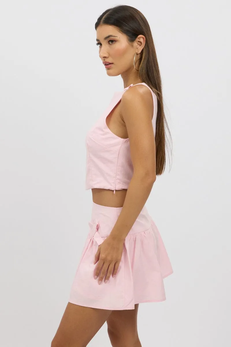 Pink Cami Sleeveless Boat Neck Bow Detail sold by Ally Fashion product image thumbnail 4