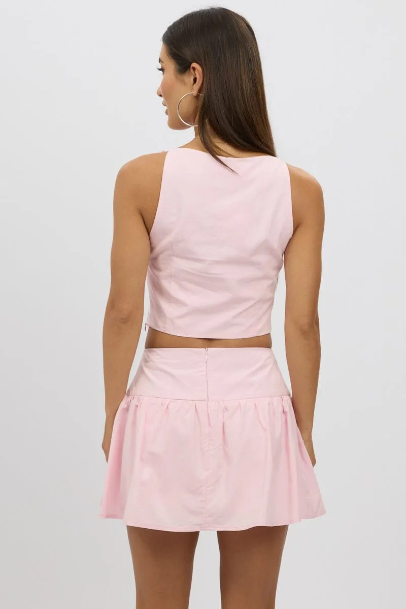Pink Cami Sleeveless Boat Neck Bow Detail sold by Ally Fashion product image thumbnail 5