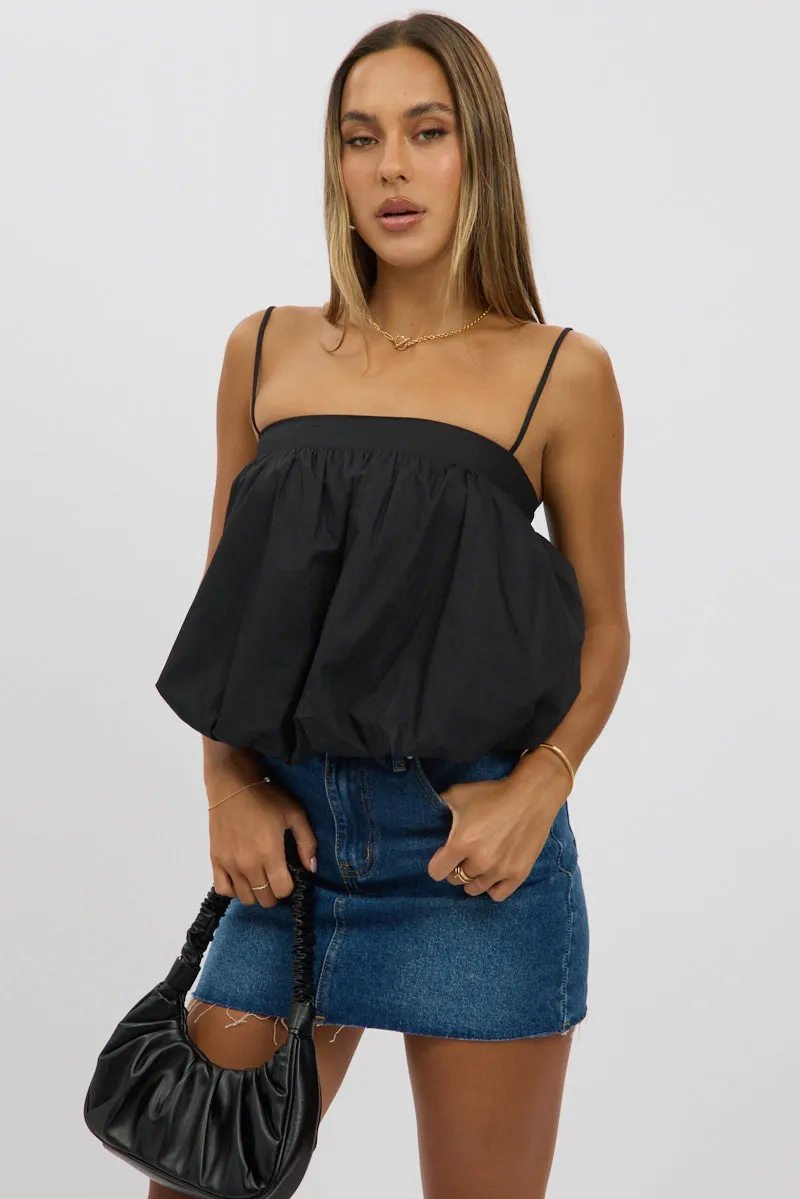 Black Bubble Cami Top Sleeveless Balloon Lined sold by Ally Fashion