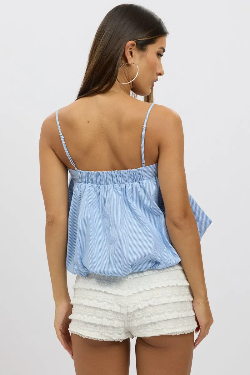 Blue Stripe Bubble Cami Sleeveless Baydoll Balloon Volume sold by Ally Fashion product image thumbnail 5