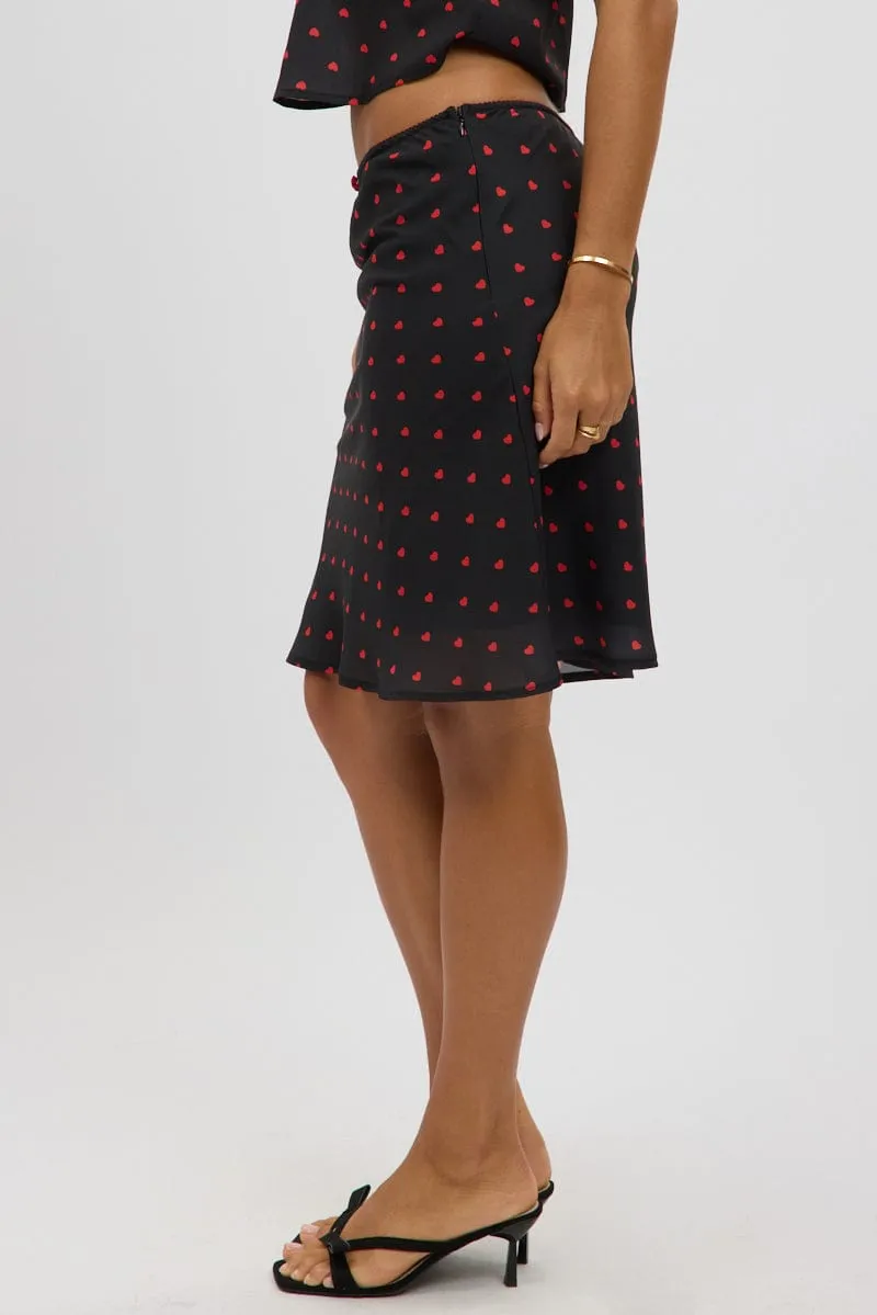 Black Polka Dot Picot Trim Midi Skirt Chiffon Lined sold by Ally Fashion product image thumbnail 4