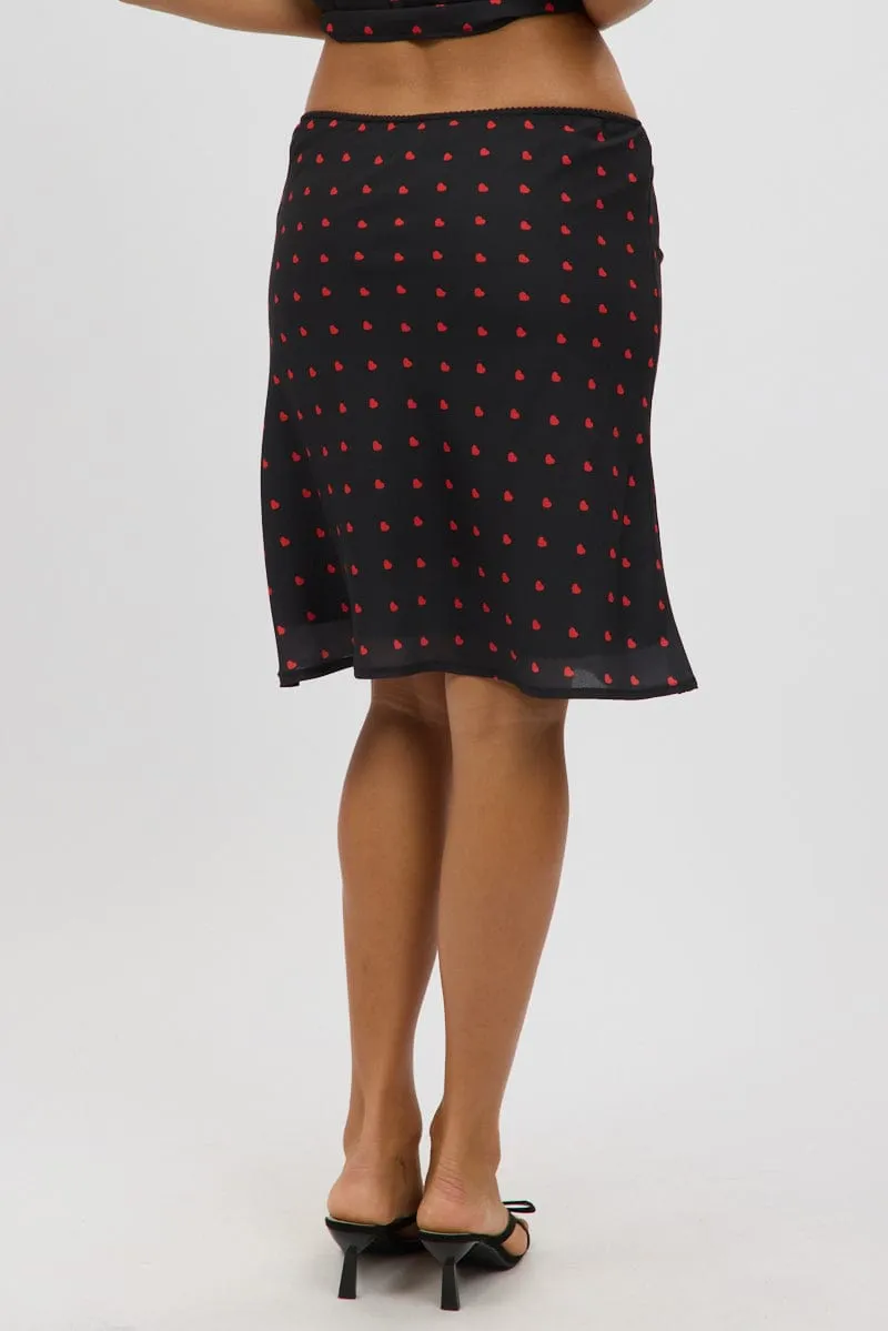Black Polka Dot Picot Trim Midi Skirt Chiffon Lined sold by Ally Fashion product image thumbnail 5