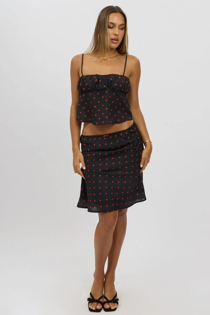 Black Polka Dot Picot Trim Midi Skirt Chiffon Lined sold by Ally Fashion product image thumbnail 2