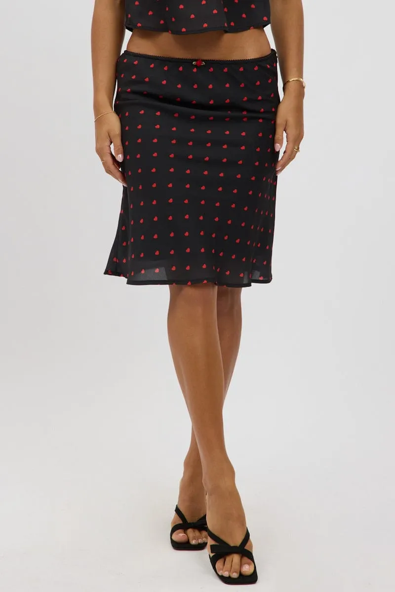 Black Polka Dot Picot Trim Midi Skirt Chiffon Lined sold by Ally Fashion product image thumbnail 3