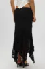 Black Lace Elastic Waist Scarf Hem Maxi Skirt sold by Ally Fashion