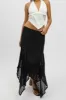 Black Lace Elastic Waist Scarf Hem Maxi Skirt sold by Ally Fashion