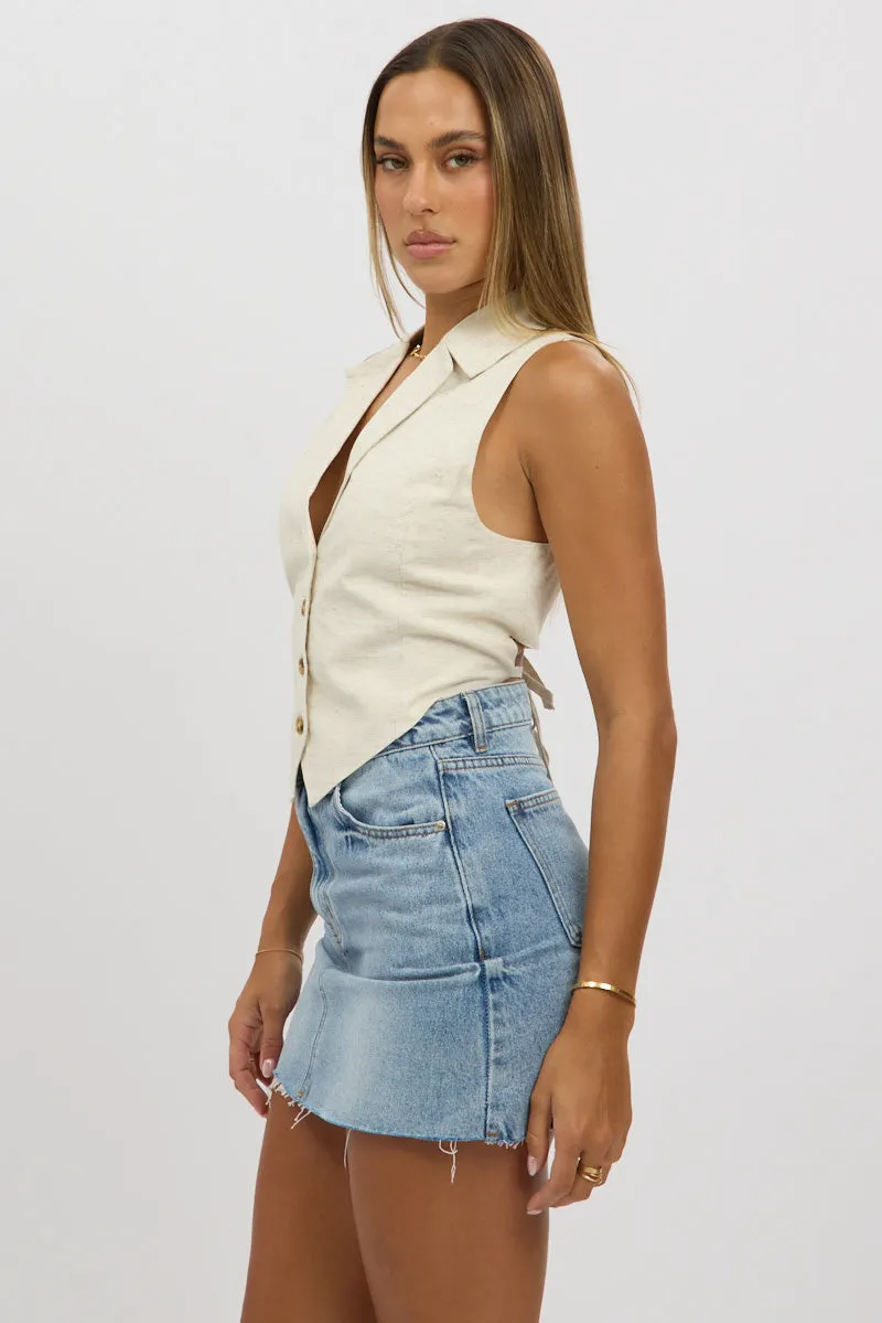 Beige Vest Tie Back sold by Ally Fashion product image thumbnail 4