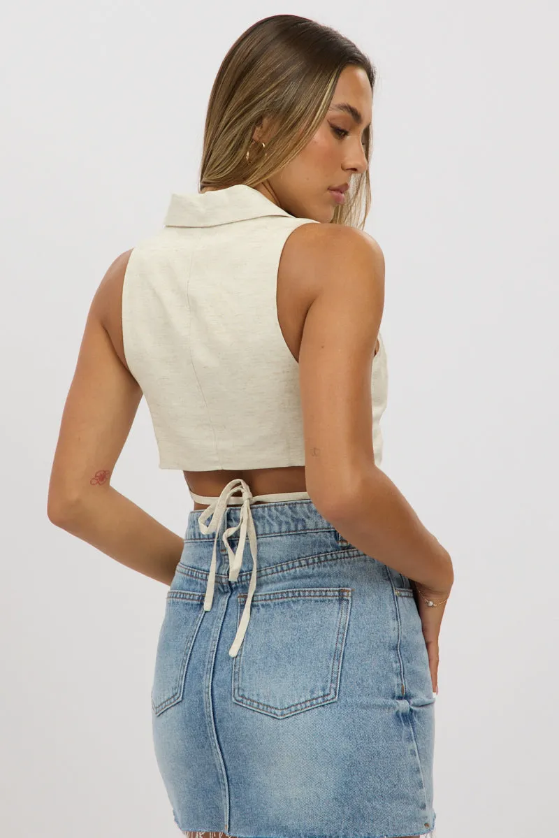 Beige Vest Tie Back sold by Ally Fashion product image thumbnail 5