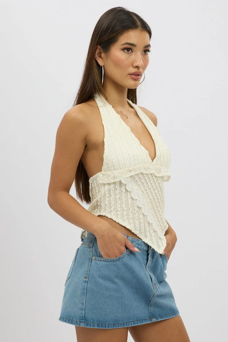 Beige Halter Neck Top Lace sold by Ally Fashion product image thumbnail 4