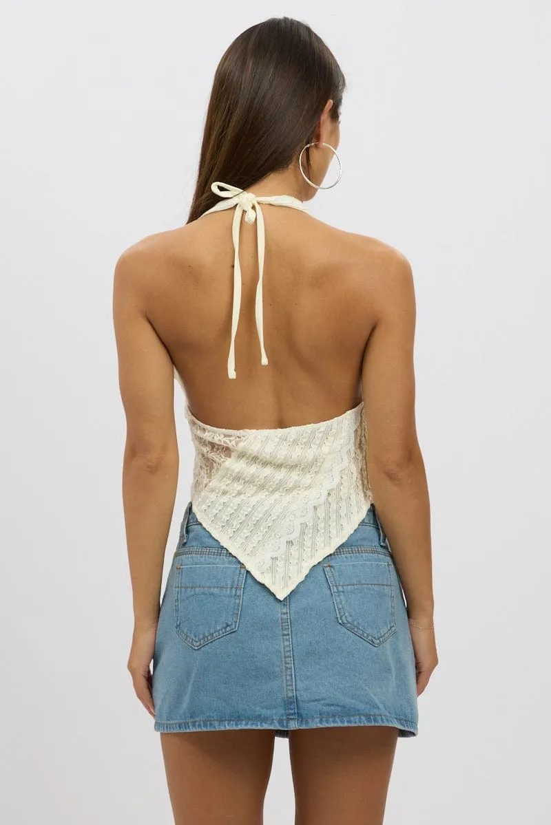 Beige Halter Neck Top Lace sold by Ally Fashion product image thumbnail 5