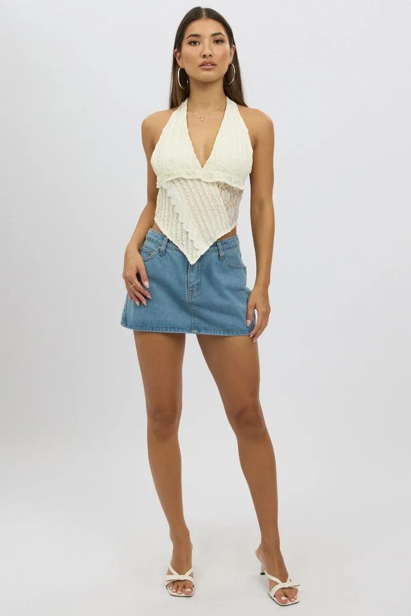 Beige Halter Neck Top Lace sold by Ally Fashion product image thumbnail 2