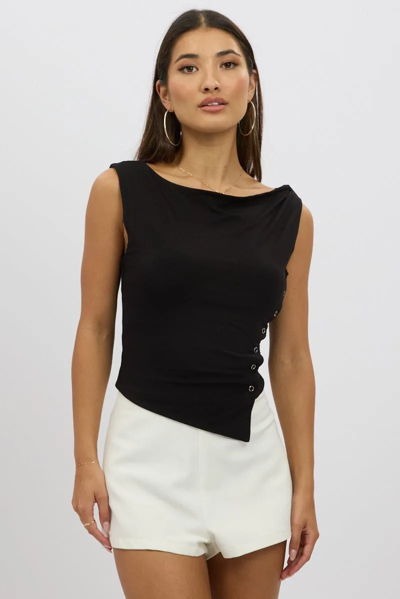 Black Asymmetrical Top Sleeveless sold by Ally Fashion product image thumbnail 3