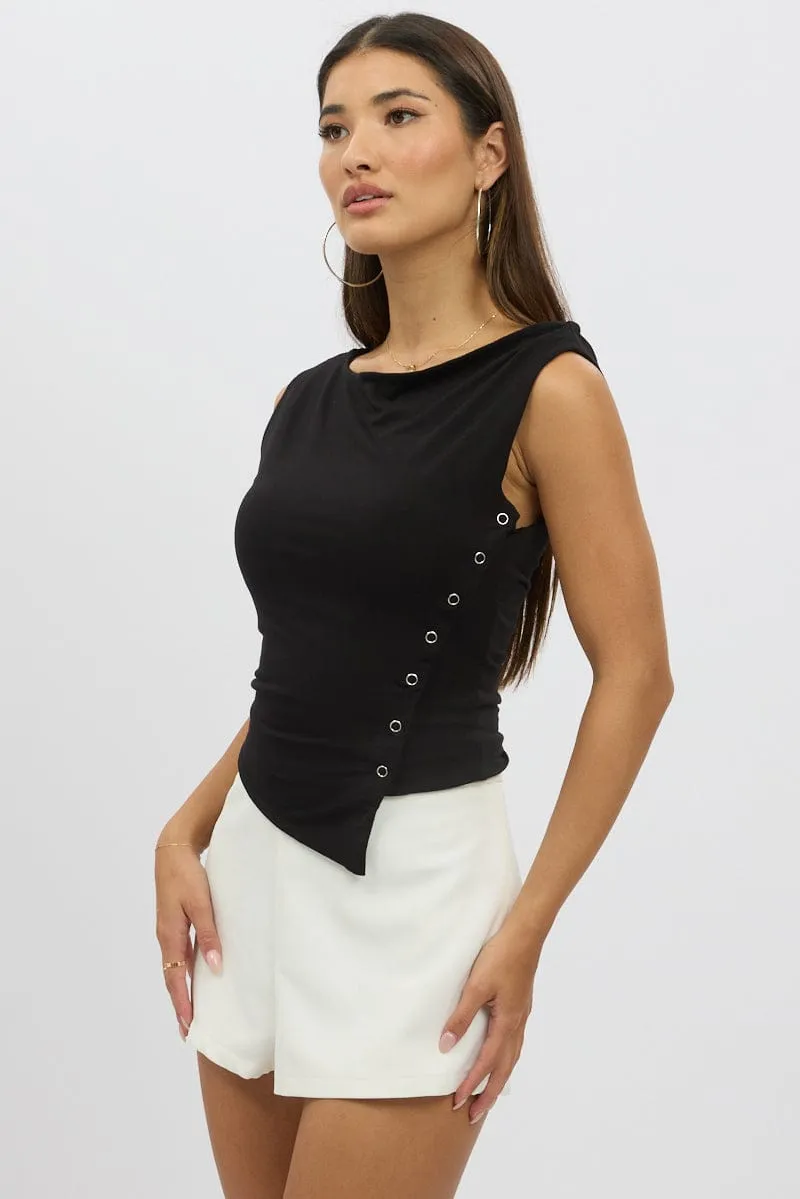 Black Asymmetrical Top Sleeveless sold by Ally Fashion product image thumbnail 4