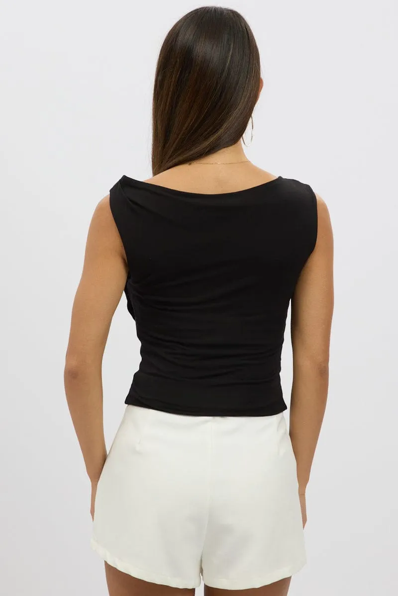 Black Asymmetrical Top Sleeveless sold by Ally Fashion product image thumbnail 5