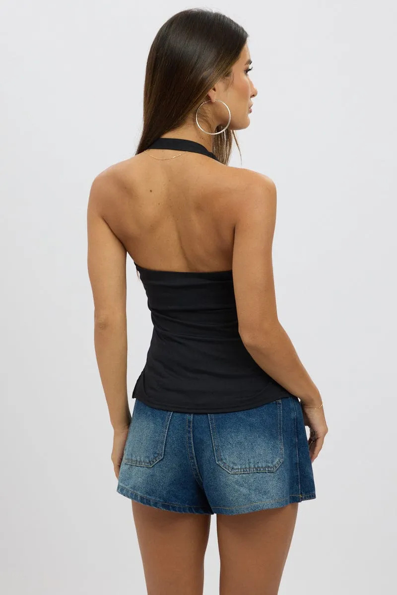 Black Halter Neck Top Belted sold by Ally Fashion product image thumbnail 5