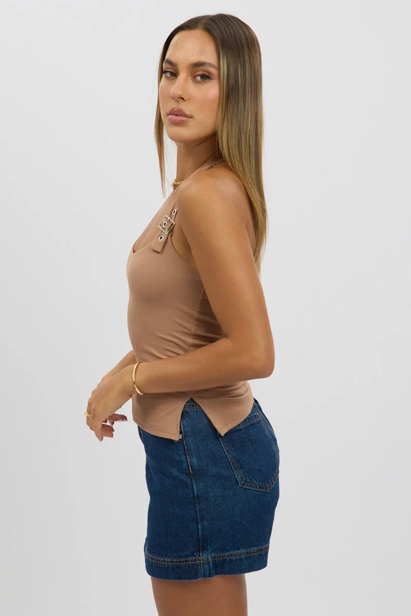Brown Halter Neck Top Belted sold by Ally Fashion product image thumbnail 4