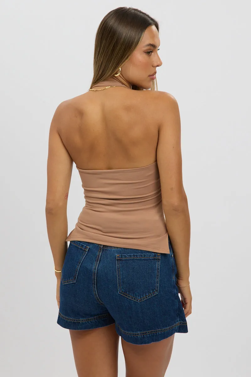 Brown Halter Neck Top Belted sold by Ally Fashion product image thumbnail 5