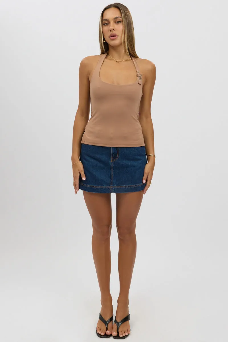 Brown Halter Neck Top Belted sold by Ally Fashion product image thumbnail 2