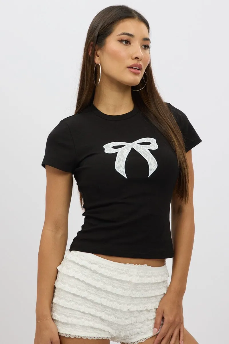 Black Graphic Tee Short Sleeve sold by Ally Fashion product image thumbnail 3