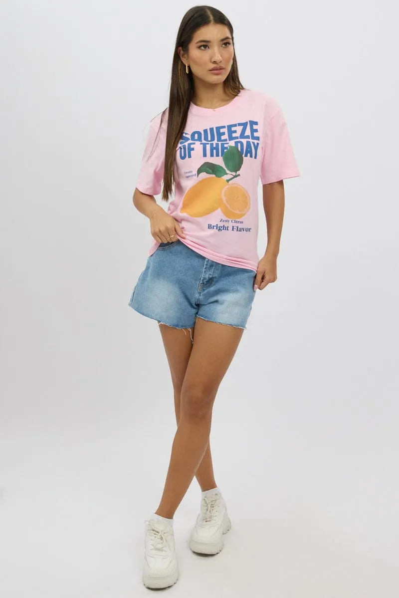 Pink Graphic Tee Short Sleeve sold by Ally Fashion product image thumbnail 2