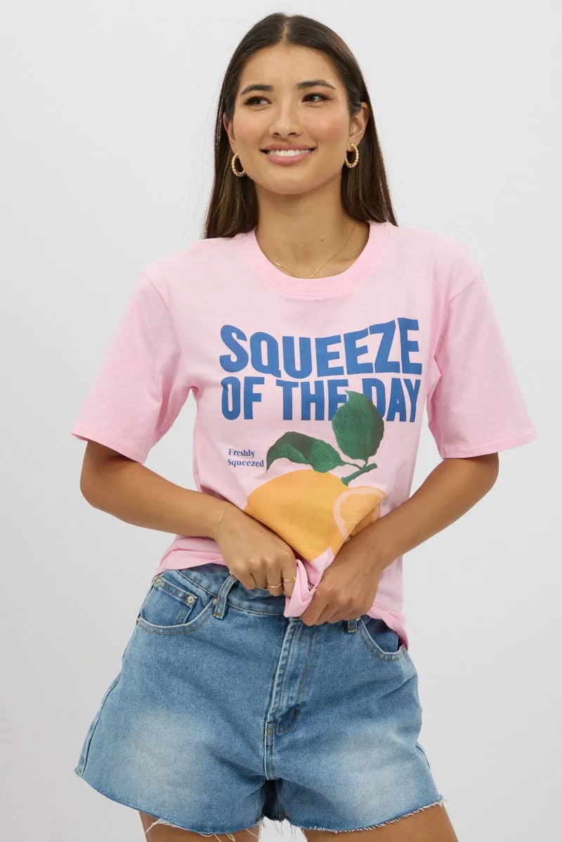 Pink Graphic Tee Short Sleeve sold by Ally Fashion product image thumbnail 3