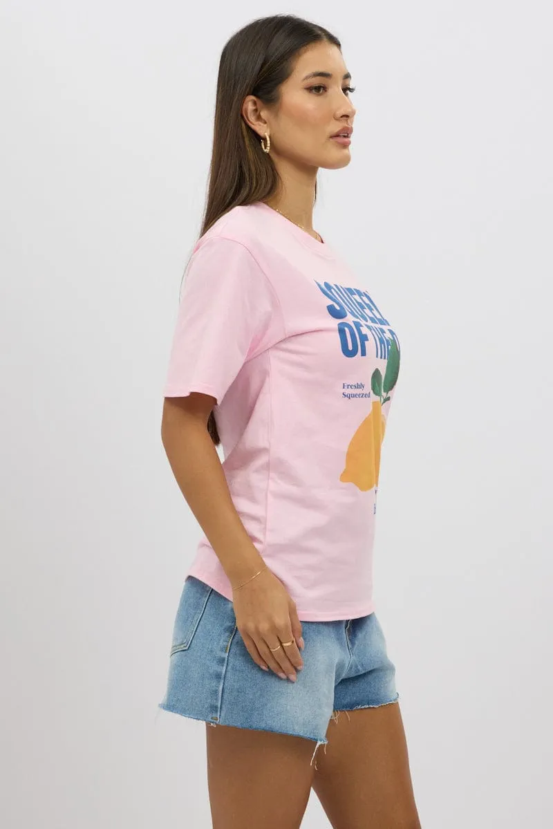 Pink Graphic Tee Short Sleeve sold by Ally Fashion product image thumbnail 4