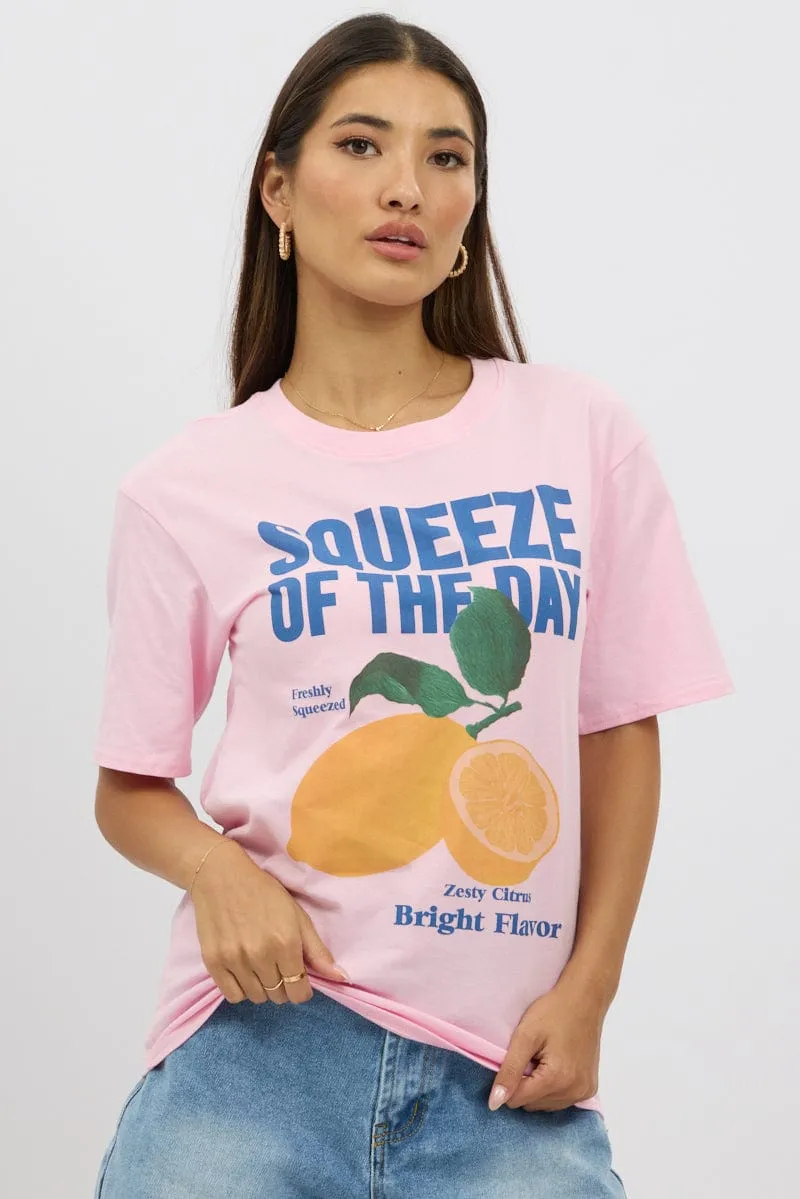 Pink Graphic Tee Short Sleeve sold by Ally Fashion