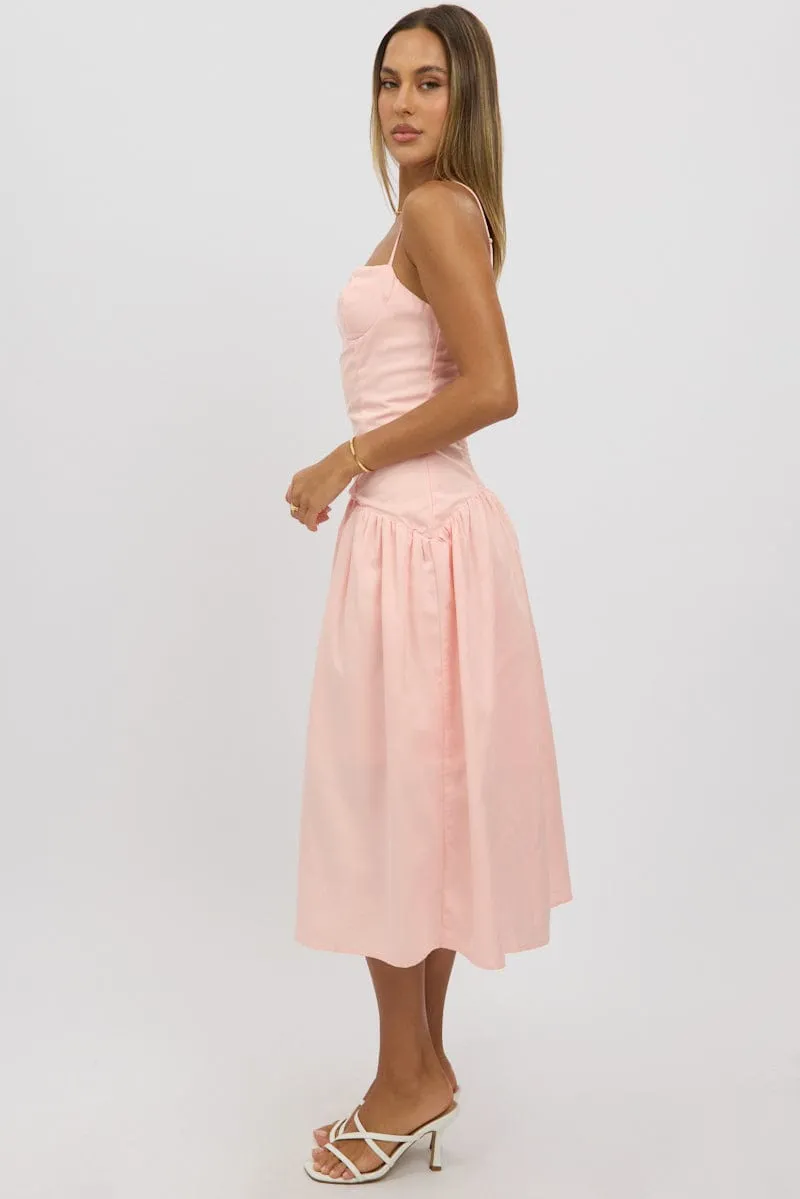 Pink Midi Dress Drop Waist sold by Ally Fashion product image thumbnail 4