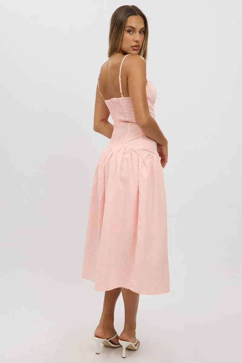 Pink Midi Dress Drop Waist sold by Ally Fashion product image thumbnail 5