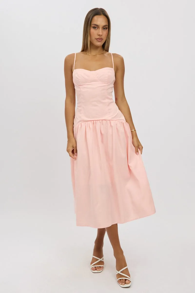 Pink Midi Dress Drop Waist sold by Ally Fashion product image thumbnail 3