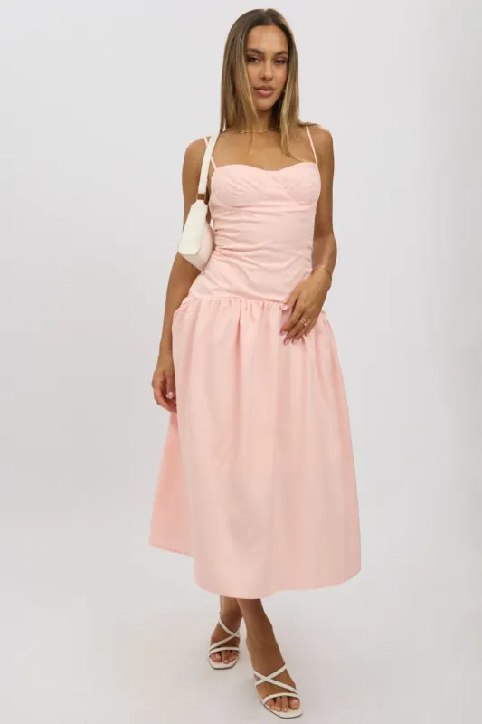 Pink Midi Dress Drop Waist sold by Ally Fashion