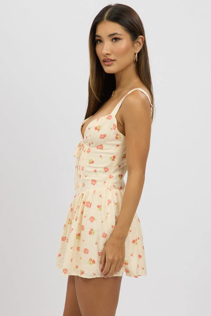 Pink Floral Fit And Flare Dress Mini sold by Ally Fashion product image thumbnail 4