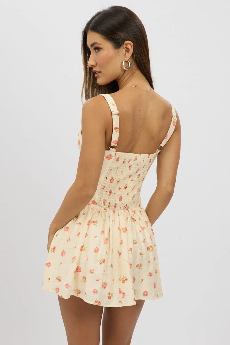 Pink Floral Fit And Flare Dress Mini sold by Ally Fashion product image thumbnail 5