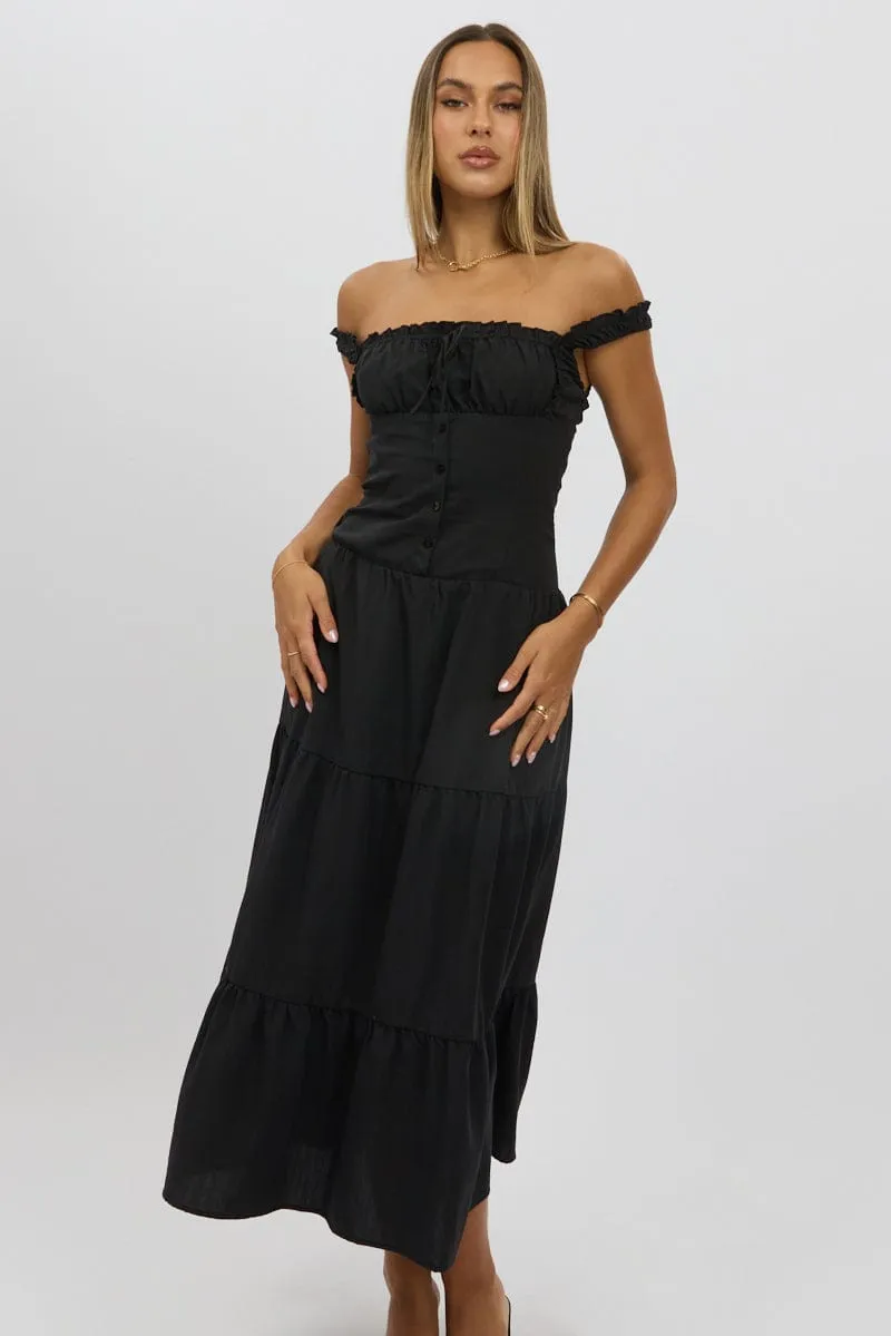 Black Maxi Dress Drop Waist sold by Ally Fashion