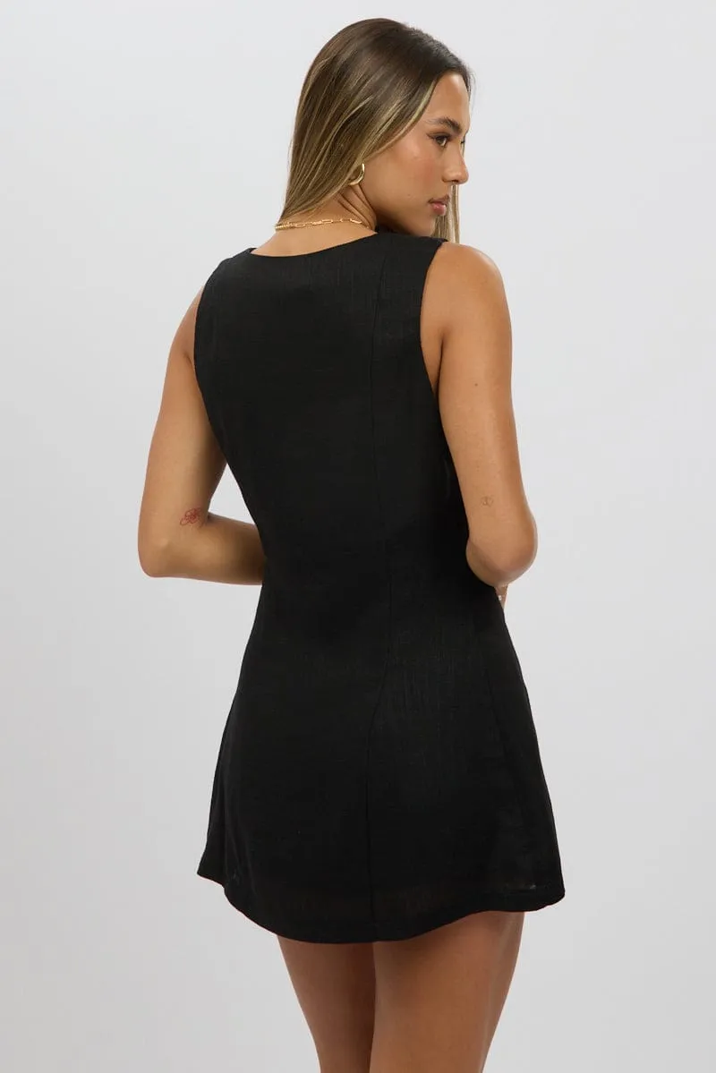 Black Button Through Mini Dress sold by Ally Fashion product image thumbnail 5