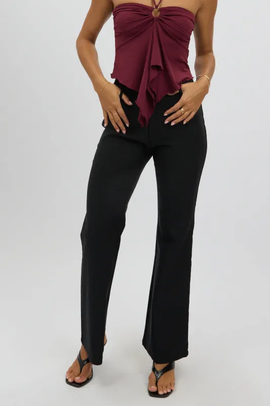 Black Low Rise Flare Pants sold by Ally Fashion
