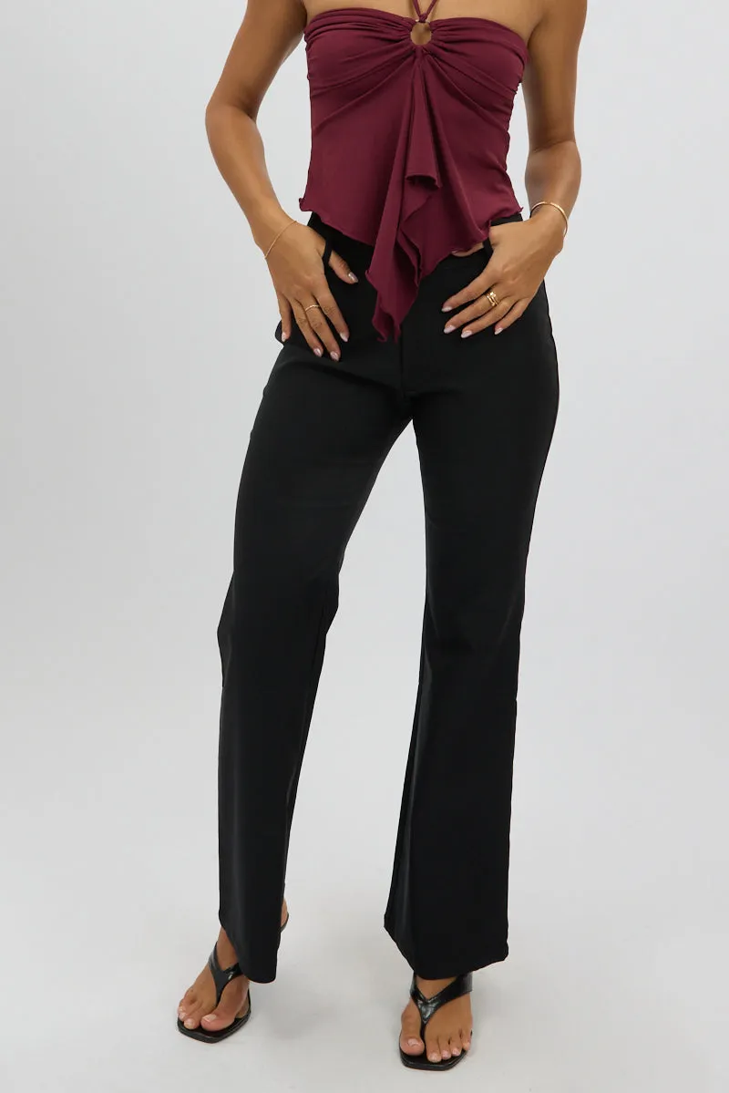 Black Low Rise Flare Pants sold by Ally Fashion