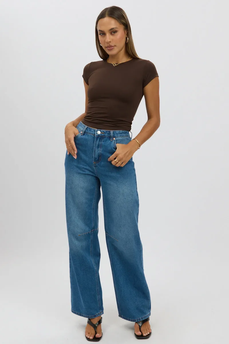 Brown T-Shirt Cap Sleeve Supersoft sold by Ally Fashion product image thumbnail 2