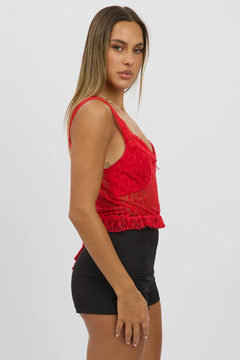 Red Lace Top Sleeveless sold by Ally Fashion product image thumbnail 4
