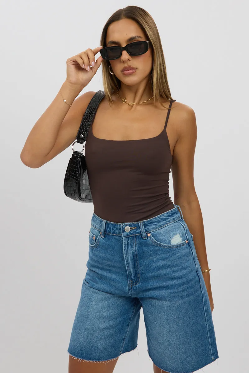 Brown Bodysuit Sleeveless Supersoft sold by Ally Fashion