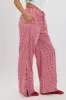 Red Check Wide Leg Pants Side Ribbon sold by Ally Fashion