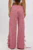 Red Check Wide Leg Pants Side Ribbon sold by Ally Fashion